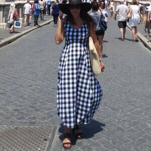 Imperial brand Gingham dress Large size, side zipper, cotton 97% 3% elastane   p